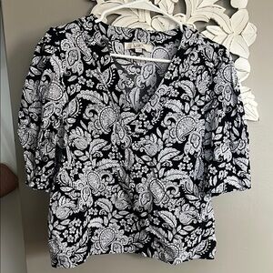 Black and white paisley blouse